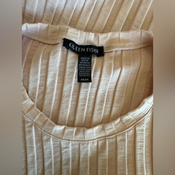 Eileen Fisher Wide Rib Stretch Crewneck top Size Medium EUC Powder Pink - Picture 6 of 7